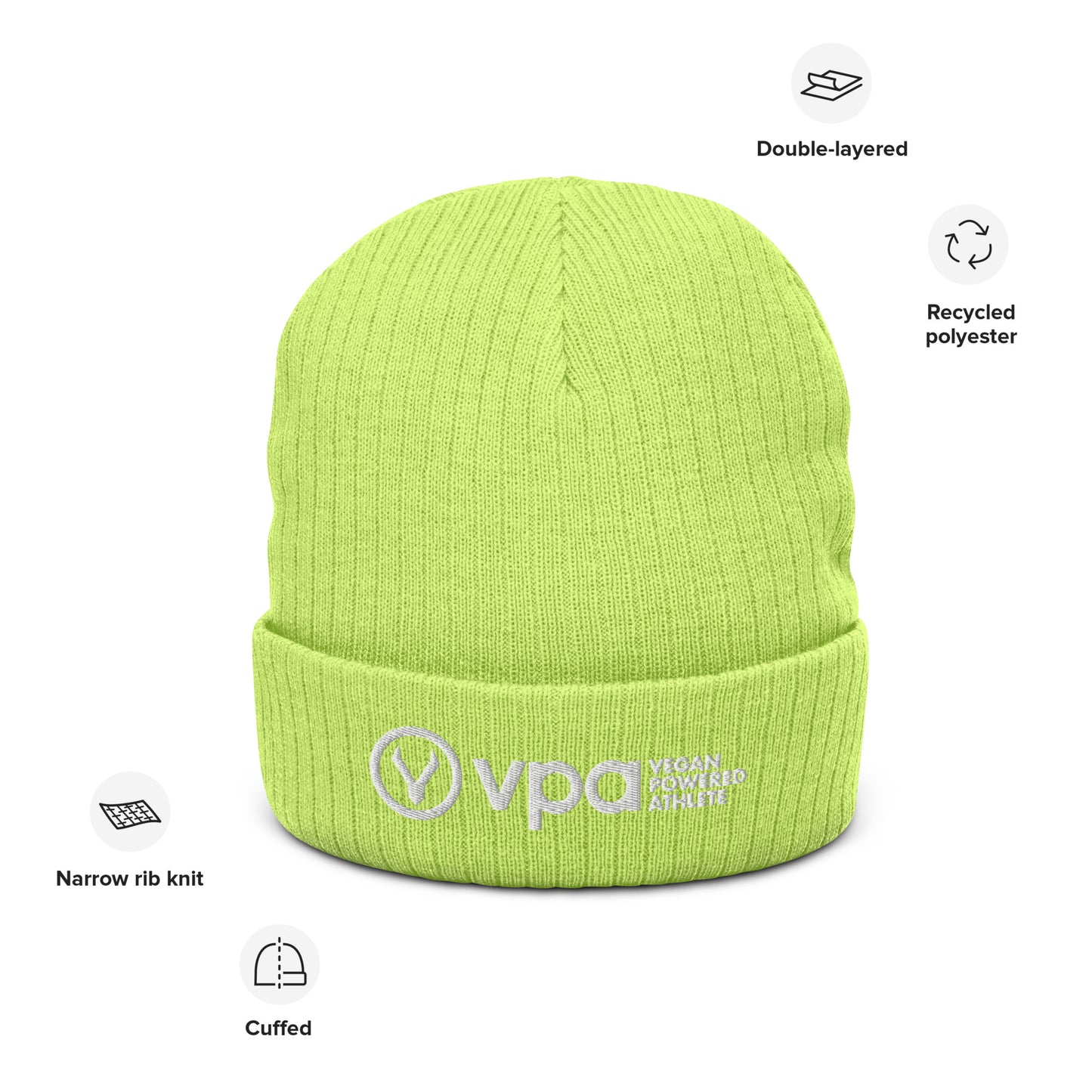 VPA Vegan Powered Athlete Ribbed knit beanie