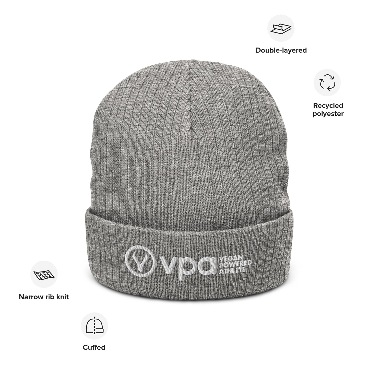 VPA Vegan Powered Athlete Ribbed knit beanie