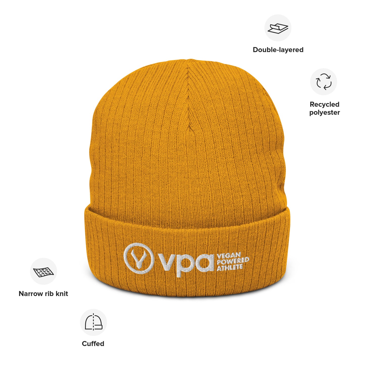 VPA Vegan Powered Athlete Ribbed knit beanie