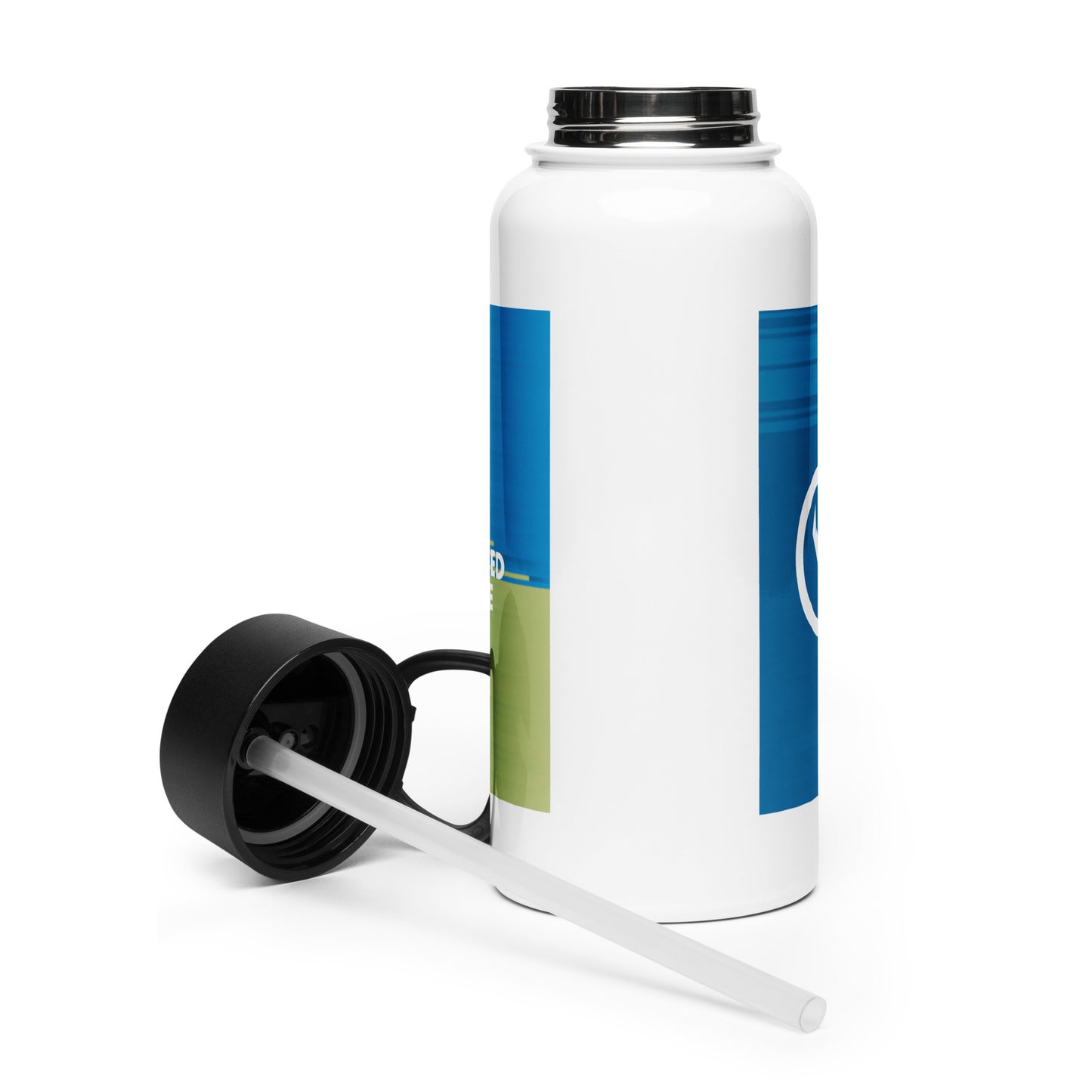 Blue Team VPA Stainless steel water bottle with a straw lid