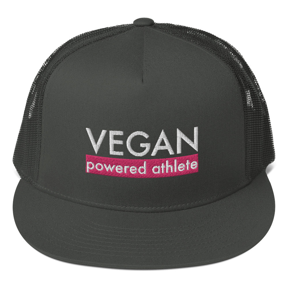 VEGAN powered athlete Pink Flat Bill Trucker Hat