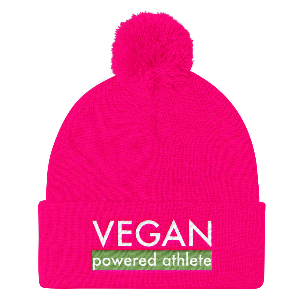 VEGAN powered athlete Green Pom Pom Knit Cap