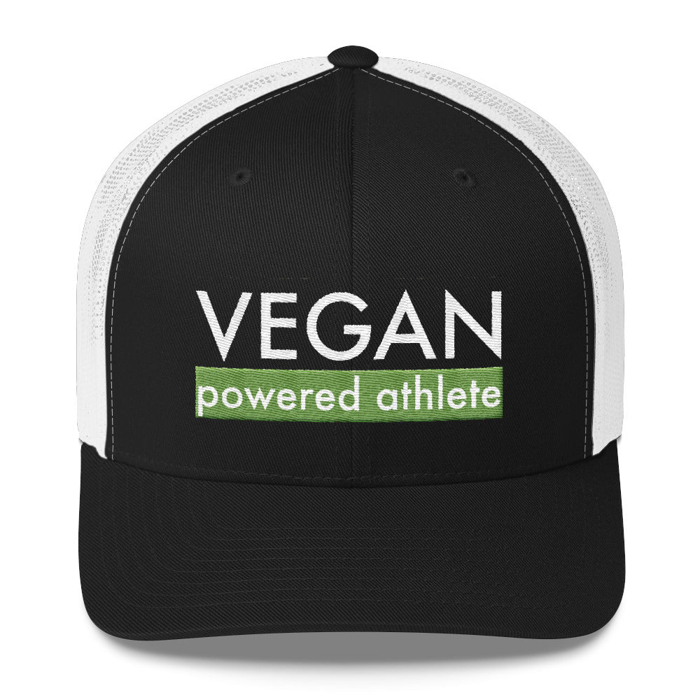 VEGAN powered athlete Green Curved Bill Trucker Hat