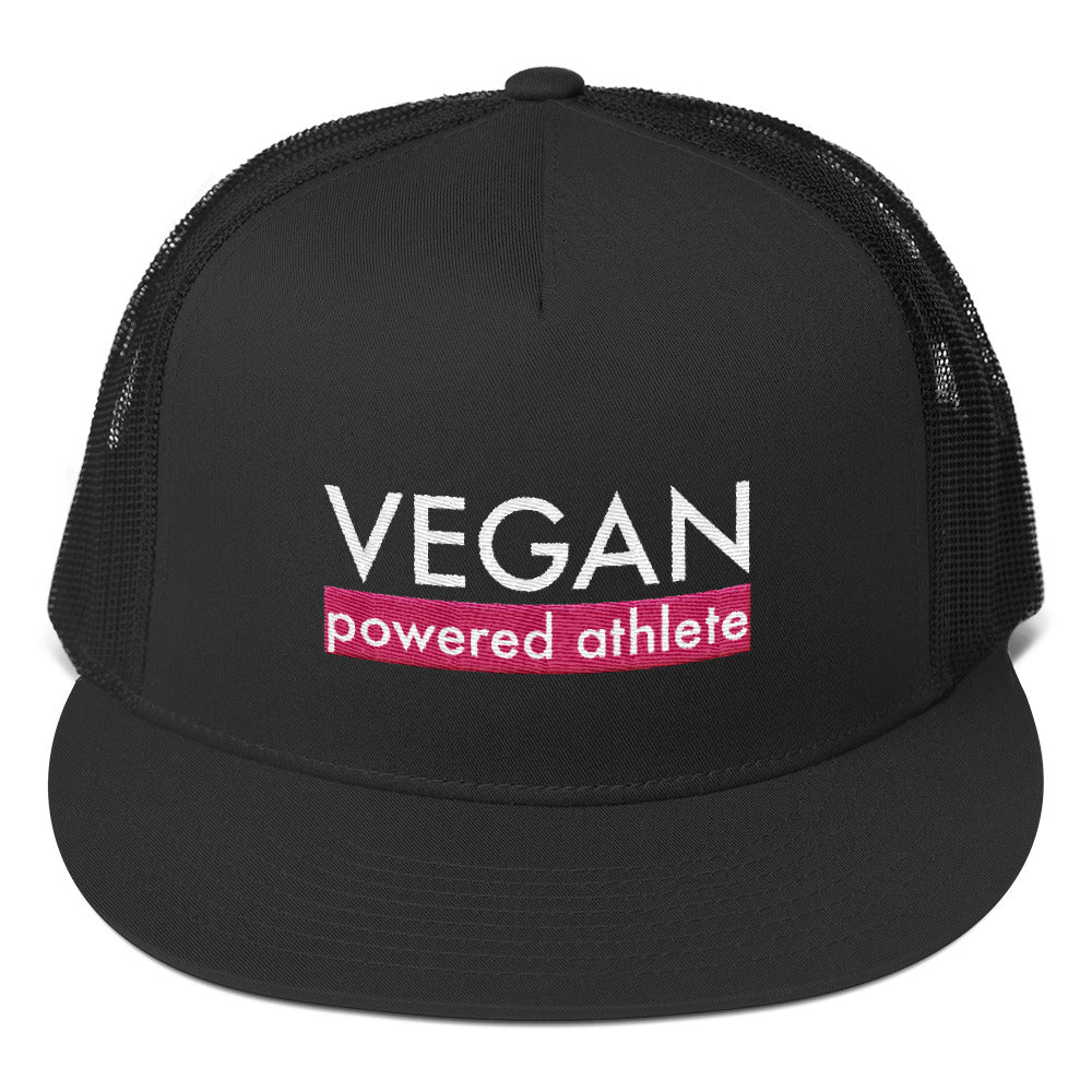 VEGAN powered athlete Pink Flat Bill Trucker Hat