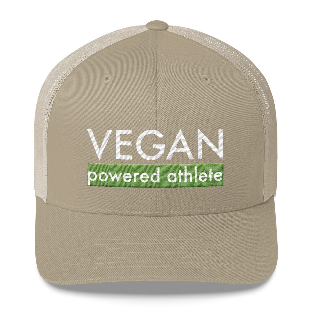 VEGAN powered athlete Green Curved Bill Trucker Hat