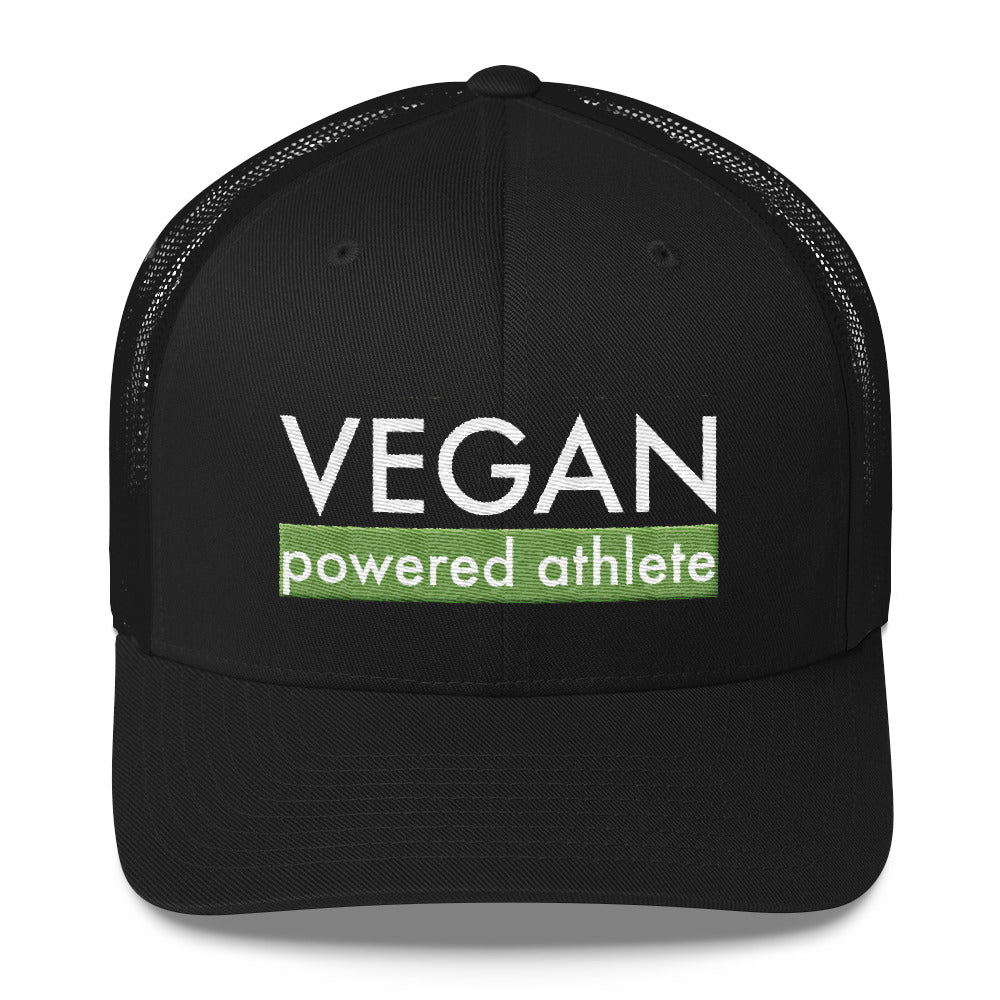VEGAN powered athlete Green Curved Bill Trucker Hat