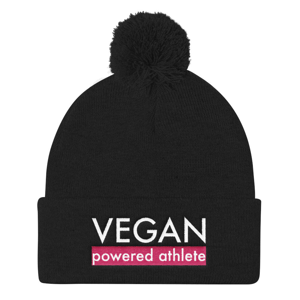 VEGAN powered athlete Pink Pom Pom Knit Cap