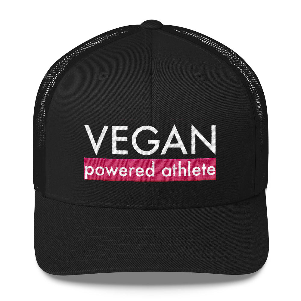 VEGAN powered athlete Pink Curved Bill Trucker Hat