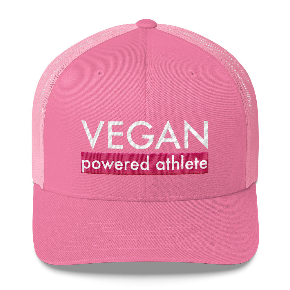 VEGAN powered athlete Pink Curved Bill Trucker Hat