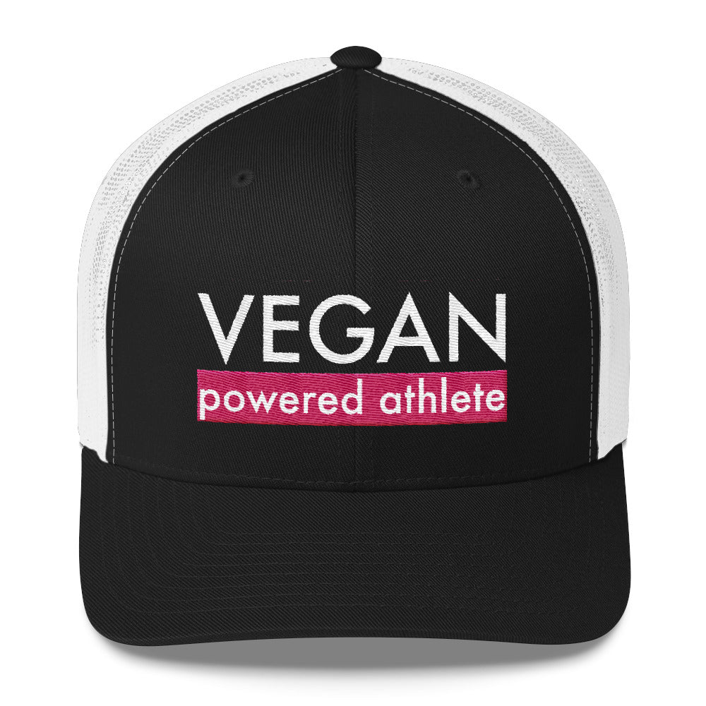 VEGAN powered athlete Pink Curved Bill Trucker Hat