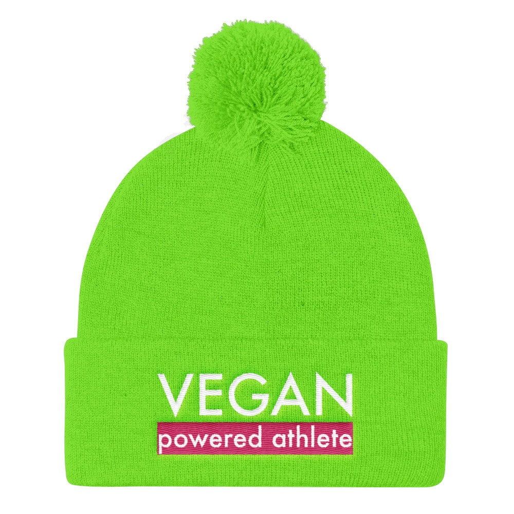 VEGAN powered athlete Pink Pom Pom Knit Cap