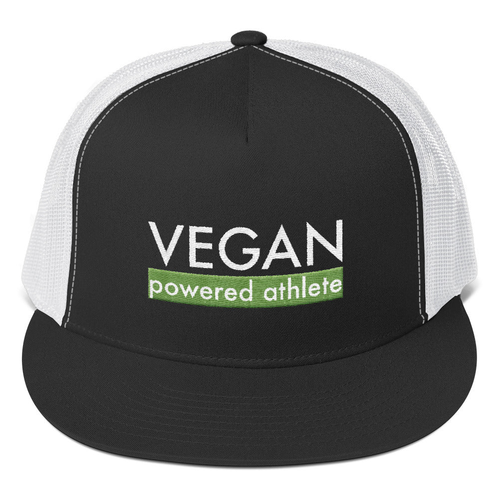 VEGAN powered athlete Green Flat Bill Trucker Hat