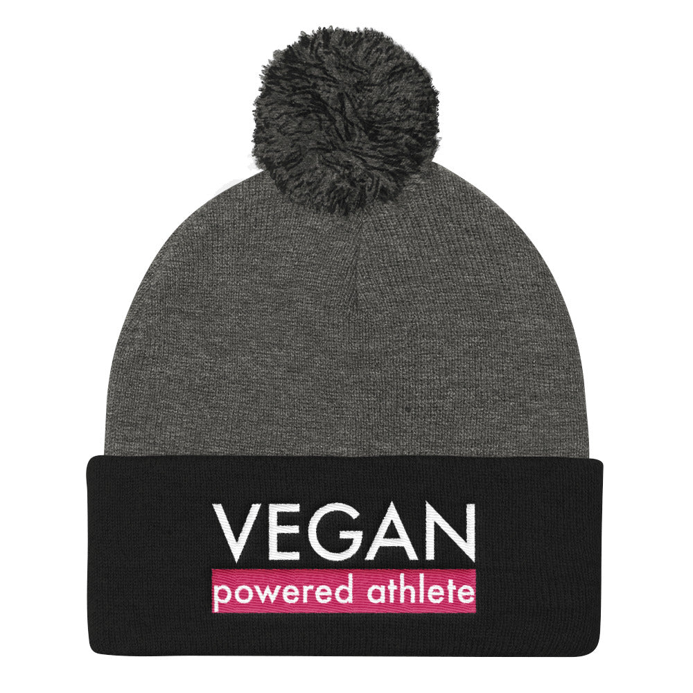 VEGAN powered athlete Pink Pom Pom Knit Cap