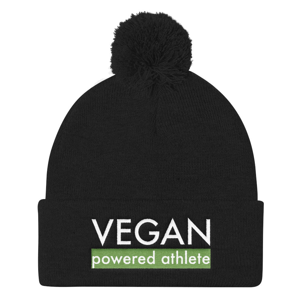 VEGAN powered athlete Green Pom Pom Knit Cap